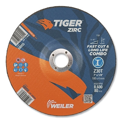 Rueda de corte de alto rendimiento Tiger® Zirc, 3" de diámetro, 0,035" de espesor, eje de 3/8"