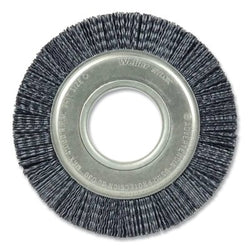 Cepillo de rueda de filamento ondulado Burr-Rx™, 10" de diámetro, cara de 1-1/8" de ancho, nailon, 1800 rpm