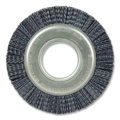 Burr-Rx™ 12" Diameter Crimp Filament Wheel Brush, 1-1/4" Wide Face, Abrasive Nylon, 1800 rpm