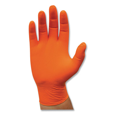 Guantes desechables de nitrilo sin polvo de grado industrial 2940, 7 milésimas, medianos, naranja de alta visibilidad