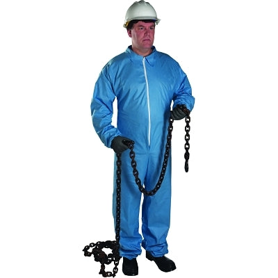 Overol desechable Posi-Wear® FR™, botas, capucha, puños y tobillos elásticos, cierre frontal, azul, talla XL