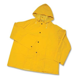 Traje de lluvia, chaqueta con capucha desmontable, PVC/poliéster de 0,35 mm, amarillo, talla 2XL