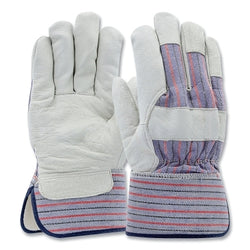 Guantes de cuero aislante con palma de piel de cerdo de grano superior, azules, grandes, de grado regular