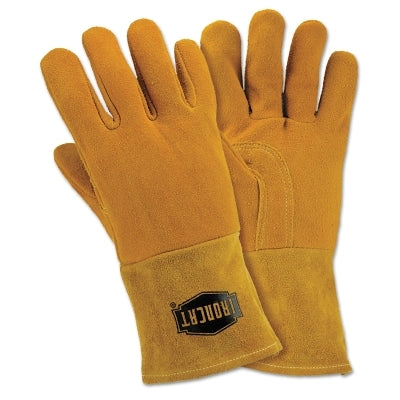 Guantes de soldadura MIG con aislamiento de piel de ciervo invertida de grano superior, grandes, naranja/bronceado