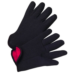 Large, brown, thick cotton jersey gloves with red jersey lining