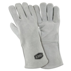 Guantes de soldadura de piel de vacuno con hombros divididos, algodón, piel de vacuno y poliéster, grandes, color gris