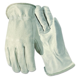 Large, unlined, white, full-grain goatskin driving gloves