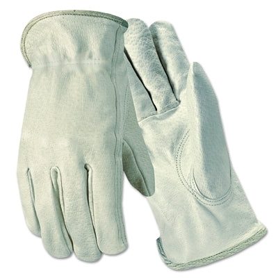 Large, unlined, white, full-grain goatskin driving gloves
