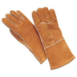 Premium Select cowhide welding gloves, small size, flame-resistant sock lining, brown
