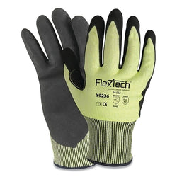 Guante de nitrilo amarillo arenado de alta visibilidad FlexTech™ Y9236, extragrande
