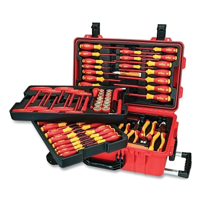 Juego de herramientas aisladas para electricistas de 80 piezas, con estuche rígido con ruedas