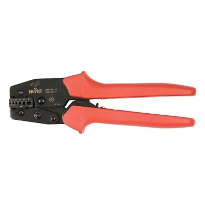 Crimpadora de manguitos con trinquete, 8,6" de largo, 26-8 AWG, color rojo
