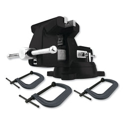 Heavy-duty clamping kit, 746 black mechanical vise and set of 3 C-clamps 400 series