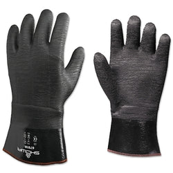 Guante de neopreno aislante de 30 cm, negro, rugoso, grande