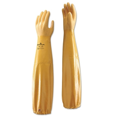 Guantes de nitrilo 772, puños tipo guantelete, forro de algodón/poliéster, extragrandes, amarillos, 20 milésimas