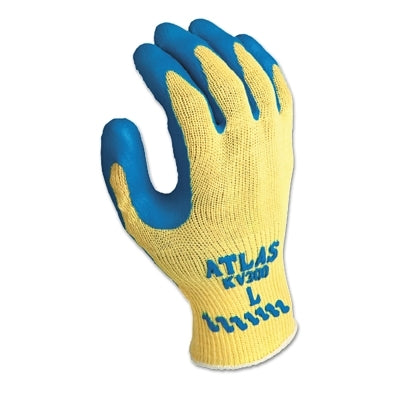 Guantes Atlas con palma recubierta de caucho, tamaño pequeño, azul/amarillo