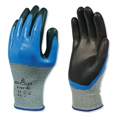 Double-coated cut-resistant nitrile glove, size 2XL, ANSI/ISEA cut level 4, black, blue