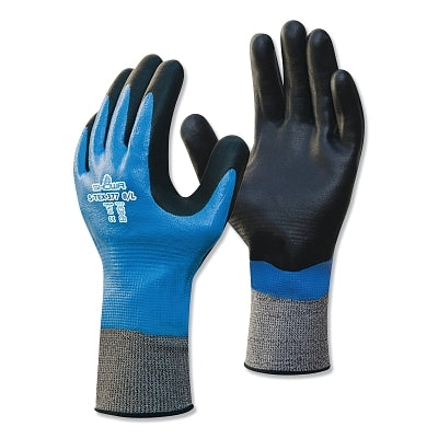 Guantes de nitrilo resistentes a cortes, talla XL, nivel de corte 4 ANSI/ISEA, negro, azul