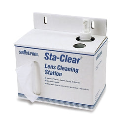 Estación de limpieza de lentes Sta-Clear™, 26,5 cm de largo x 11,5 cm de ancho, 1000 pañuelos por caja, botella con pulverizador