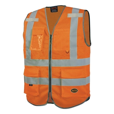 Chaleco de seguridad de malla de alta visibilidad con múltiples bolsillos 6960U/6961U, talla 3XL, verde