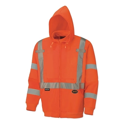 Sudadera con capucha de poliéster de alta visibilidad 6924AU/6925AU, con cremallera frontal, talla extragrande, color naranja