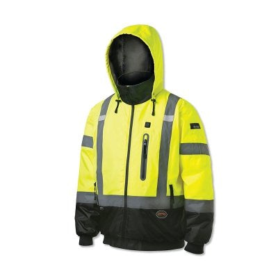 Waterproof and heated bomber jacket, series 5408AU/5409AU, Oxford 300 denier, medium size, high visibility yellow