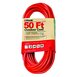 Cable de extensión de vinilo redondo para exteriores, 30,5 m, 1 toma, color naranja