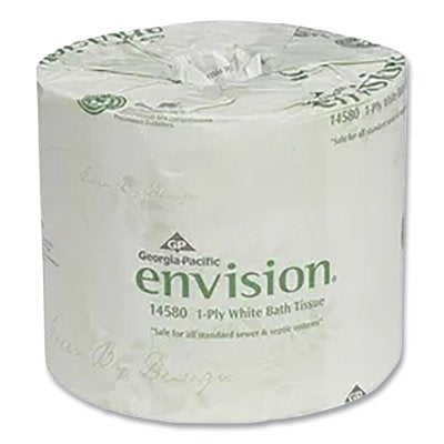 Rollo de papel higiénico estándar Basic™, 10,2 cm de largo x 10,2 cm de ancho, 1210 hojas, 1 capa, 80 unidades por caja