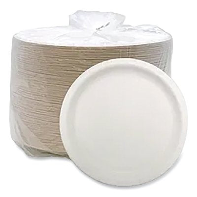 Plato de papel recubierto de alta resistencia, 9 pulgadas, blanco