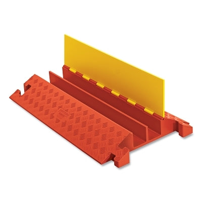 Protector de cable Linebacker®, 3,05" de alto x 20" de ancho x 25" de largo, 3 canales, resistente, ángulo de giro a la derecha de 45°, amarillo/naranja