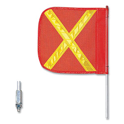 Warning whip, 12-inch organic flag with reflective white X, 5-foot whip