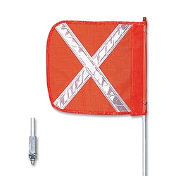 General Purpose Safety Whip, 12 x 11 Inch Organic Flag with White X Reflector, SS QD Split Pole/Male, Illuminated, 8 Foot Whip