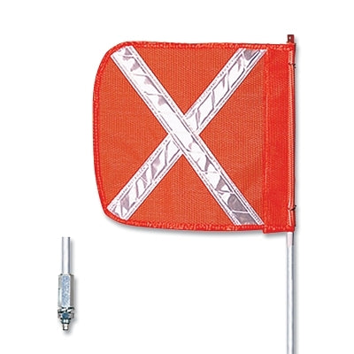 Látigo de seguridad de uso general, bandera orgánica de 12 x 11 pulgadas con reflector blanco X, poste dividido/macho SS QD, iluminado, látigo de 12 pies