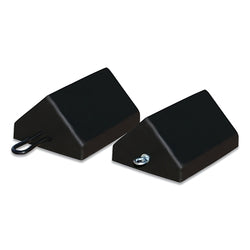 Calzo de goma para ruedas de uso general, 25 cm de largo x 20 cm de ancho x 14 cm de alto, color negro, incluye taco de aluminio/base con núcleo
