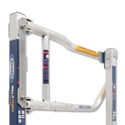 Passage door with extendable aluminum ladder
