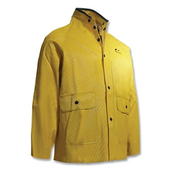 Chaqueta impermeable Webtex con capucha integrada, 0,65 mm de grosor, PVC acanalado de alta resistencia, amarilla, talla XL