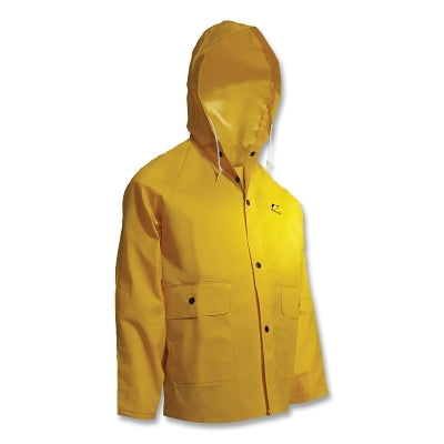 Chaqueta impermeable Sitex con capucha, 0,35 mm de grosor, PVC/poliéster, amarilla, talla XL