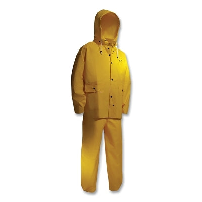 Traje impermeable Tuftex de 3 piezas con capucha desmontable, chaqueta/mono con peto, 0,30 mm de grosor; nailon/PVC/tela de PVC, amarillo, talla extragrande