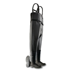 Vadeadores de pecho, puntera y entresuela de acero, talla 7 para hombre, bota de 16 pulgadas, talla 53 pulgadas (talla L), PVC/Ultragrip®/nailon, negro/amarillo