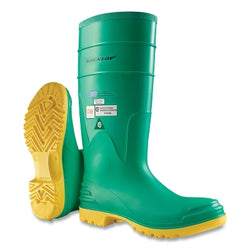 Botas de goma Hazmax con puntera de acero y entresuela, para hombre, tallas 7 y 16 pulgadas, PVC, verde/amarillo