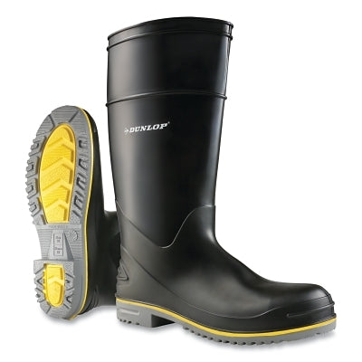 Botas de goma Polyflex 3, punta lisa, para hombre, talla 6, 15 pulgadas, mezcla de polietileno y PVC, color negro, gris y amarillo