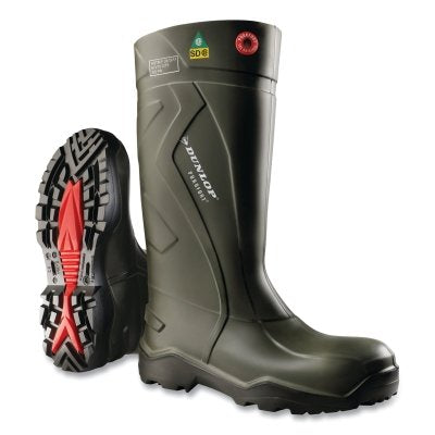 Botas de seguridad impermeables Purofort® con puntera de acero para hombre, tallas 15 y 16 pulgadas, color verde/negro