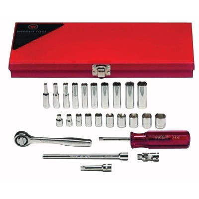 23-piece standard and deep metric socket sets, 1/4 in., 6-point