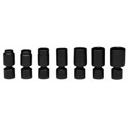 Set of 7 standard 3/8 in. universal socket wrenches with 6 points