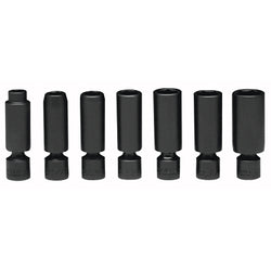 Set of 7 deep 3/8 in. universal socket wrenches with 6 points