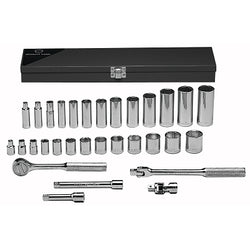 31-piece standard and deep socket sets, 3/8 in., 6-point
