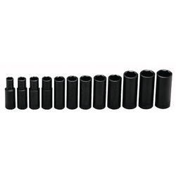 Set of 12 Metric Deep Impact Sockets, 3/8 in., 6 Point