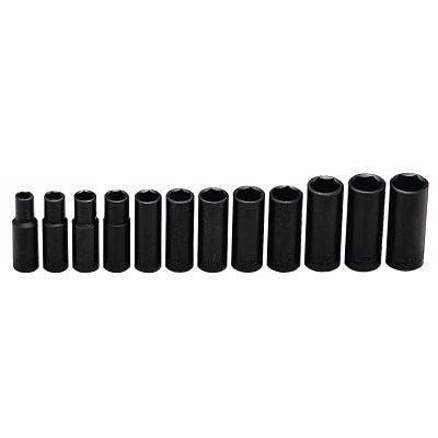 Set of 12 Metric Deep Impact Sockets, 3/8 in., 6 Point