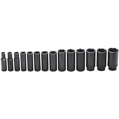 Juegos de dados de impacto profundo de 14 piezas, 1/2 pulg., 6 puntas