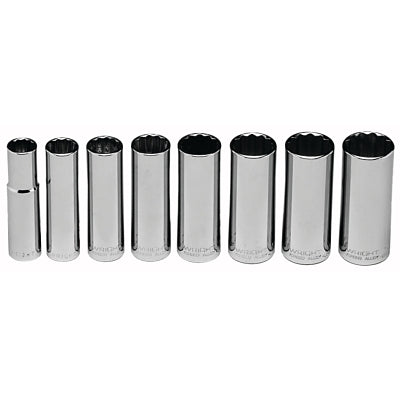 Juegos de llaves de vaso profundas de 8 piezas, 1/2 pulg., 12 puntas